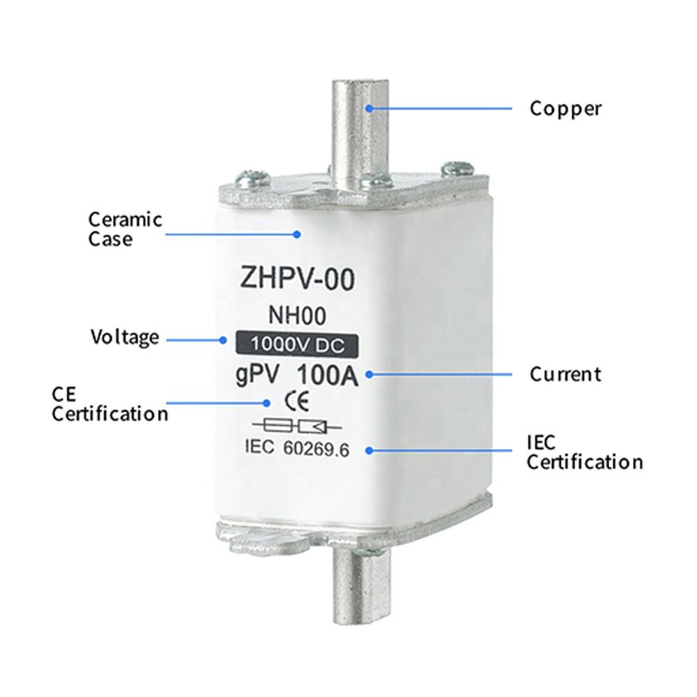 NH00-1000V IEC Низьковольтний фотоелектричний ножовий запобіжник Пластиковий 80A 6ka Відключаюча здатність